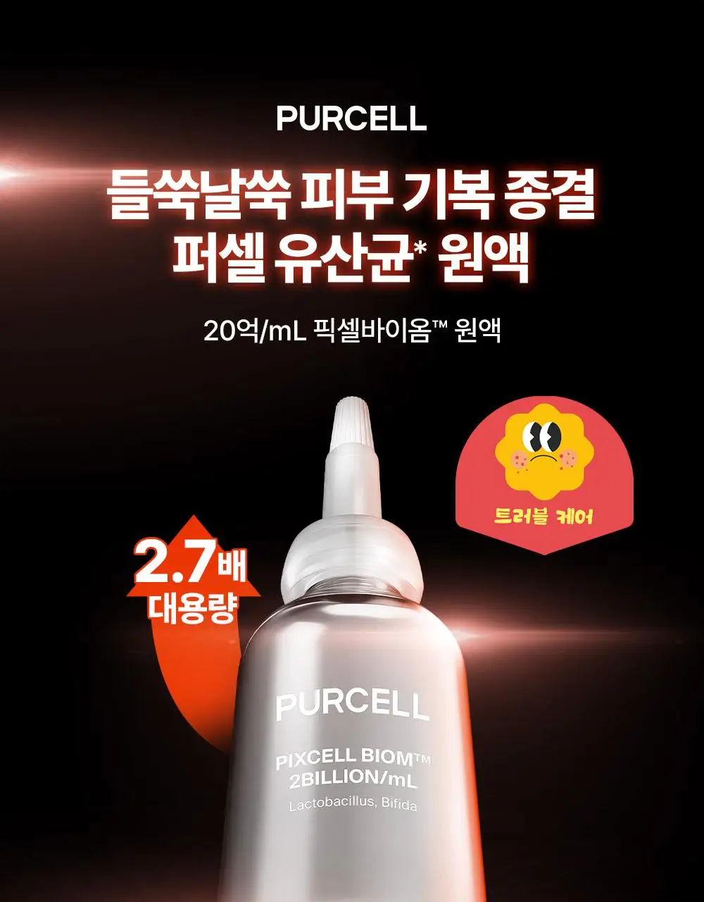 [대용량/장벽강화세럼] 퍼셀 20억/mL 픽셀바이옴 원액 55ml 상세페이지 3